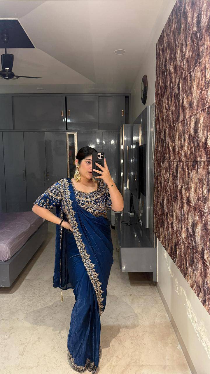 A411 By Amoha Trendz 411 A TO 411 C SERIES Indian Traditional Wear Collection Fancy Colorful Party Wear Stitched Sarees At Wholesale Price